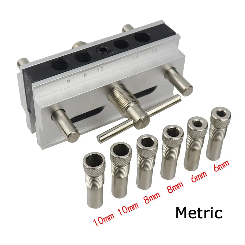 Quick Self Centering Doweling Jig Vertical Positioning Hole Puncher Metric/Inch Drill Bushing Drill Guide Woodworking Tools