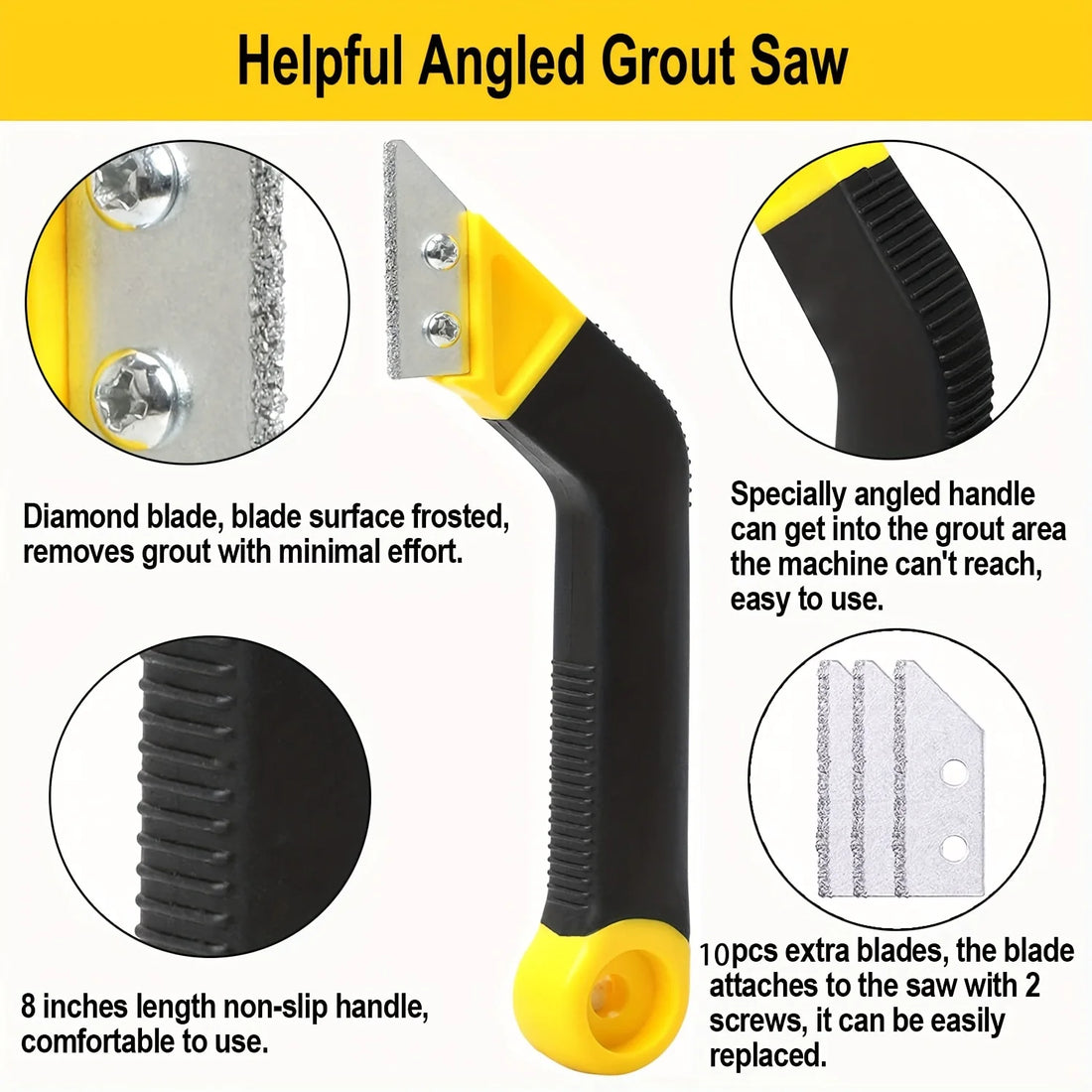 Tile Grout Saw Grout Removal Tool, Angled-Design Grout Hand Saw for Tile Cleaning, Removing Paint and More