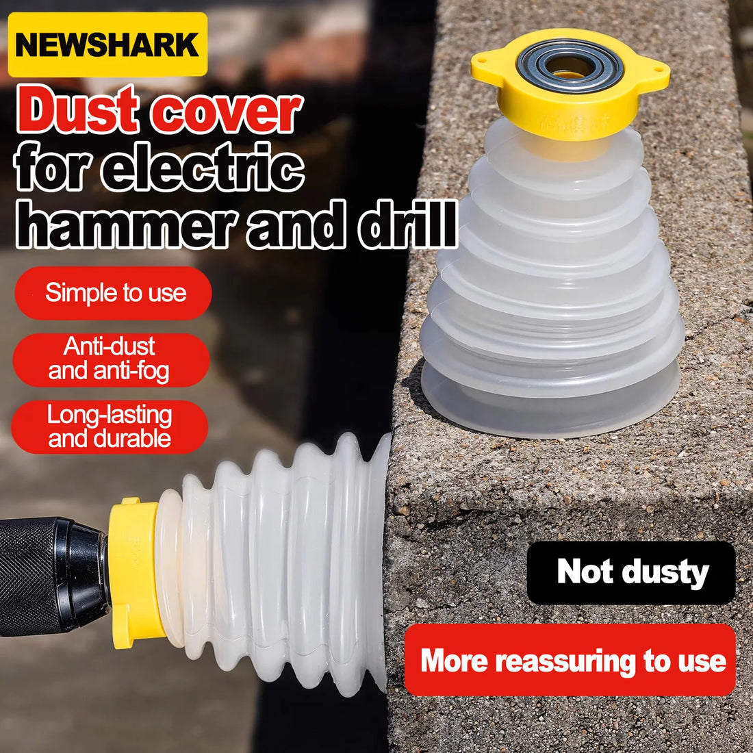 Drill Dust Cover Collector Scalable Rubber Dustproof Dust Bowl Device Power Tool Utility Accessories for Electric Hammer