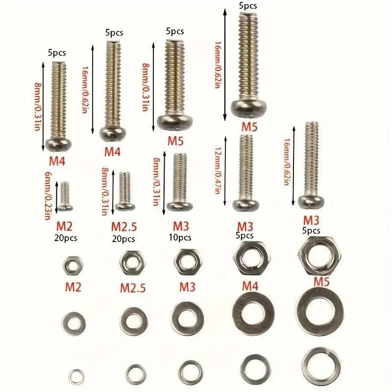 320pcs Premium Stainless Steel Screw and Nut Assortment Kit - Corrosion-Resistant, Snap-in Nuts, M2 to M5 Sizes - Ideal for DIY,