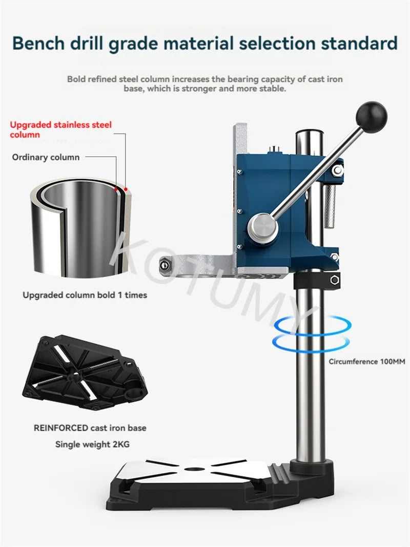 KOTUMY Mini Electric Drill Stand Holding Holder Bracket 90 Degree Rotating Bench Drill Stand Fixed Frame Workbench Clamp