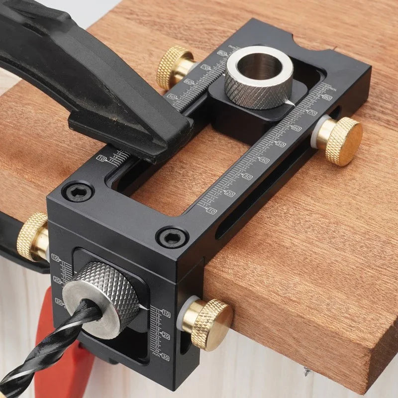 2-in-1 Adjustable Screw Jig Kit, 6/8/10/12/15mm Doweling & Countersink Drilling Guide, Woodworking Hole Locator Set with Bits