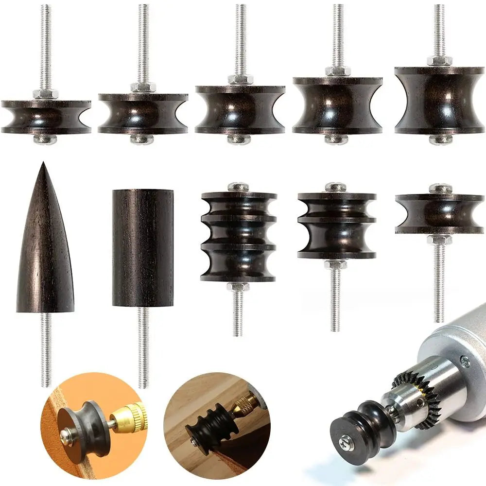 Black Ebony Wood Leather Burnisher Polished Rods, Leather Craft Edge Slicker Tool, Electric Polished Tip Head DIY Rotary Sets